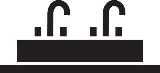 sink unit icon in flat, use for kitchen and bathroom washbasin sign, symbol in trendy style pictogram isolated on transparent background