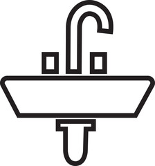 sink unit l icon in line, use for kitchen and bathroom washbasin sign, symbol in trendy style pictogram isolated on transparent background