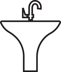 sink unit l icon in line, use for kitchen and bathroom washbasin sign, symbol in trendy style pictogram isolated on transparent background
