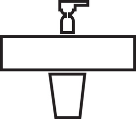 sink unit l icon in line, use for kitchen and bathroom washbasin sign, symbol in trendy style pictogram isolated on transparent background