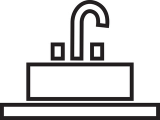 sink unit l icon in line, use for kitchen and bathroom washbasin sign, symbol in trendy style pictogram isolated on transparent background