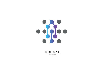 Minimal house logo with network connection elements. Smart home technology logo , Digital home logo