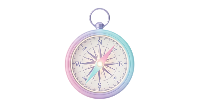 Colorful Vintage Compass on Transparent Background for Navigation and Adventure