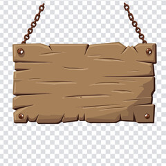 Weathered Wooden Signboard with Chains for a Rustic Feel