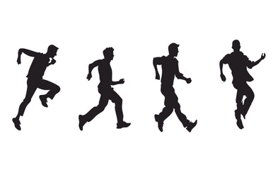 Silhouetted Figures in Motion Illustrating Different Stages of Running with a Focus on Dynamic Energy and Athletic Expression