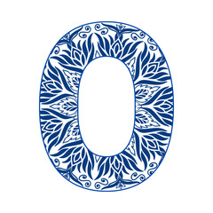 Letters 1-0 in a blue leaf pattern, bright and cheerful, indicating the start of a new day. Illustration.