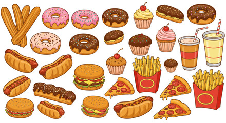 Assorted Fast Food Illustrations