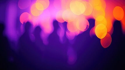 Blurred Dancing Figures at Purple Party with Long Exposure Bokeh Effect for Abstract Cover Design
