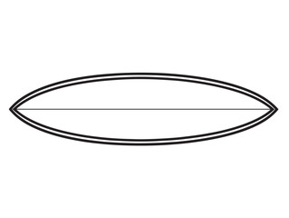 Tropical surfboard symbol in clean line art