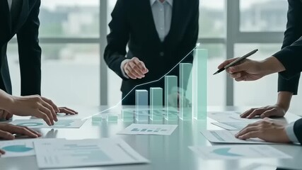 Business team collaborating on financial charts - Powered by Adobe