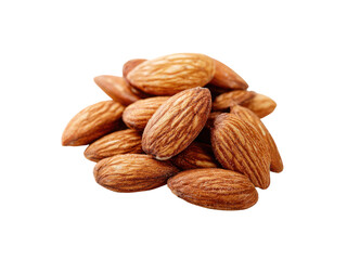 Brown almonds pile textured food nuts, Isolated, Png Transparent Background