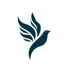 Obraz premium Elegant Minimalist Bird Design with Stylized Wings in Green Tone
