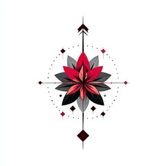 Vibrant Geometric Flower Design with Arrows and Shapes