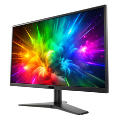 Vibrant Color Explosion on Modern Computer Monitor Perfect for Tech Design and Gaming Presentations