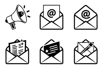 Email Communication and Announcement Icons Set.