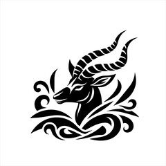 Obraz premium Stylized black impala silhouette with abstract swirls