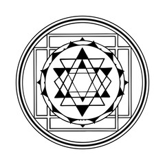 Fototapeta premium Triangle-Embedded Geometric Mandala with High Contrast