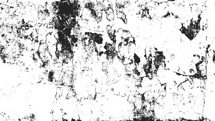 Grunge Black and White Texture Background, Abstract Distressed Vector Overlay, Vintage Noisy Texture for Design Use, Old Worn Paper Ink Texture Template
