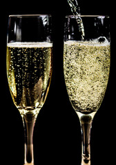 Pouring Champagne in Flutes 