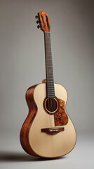 Obraz premium Portrait of an acoustic guitar on a white background