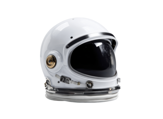 White astronaut helmet with gold accents and dark visor space exploration, Isolated, Png Transparent Background