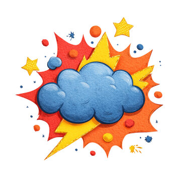 Cartoonish explosion cloud graphic