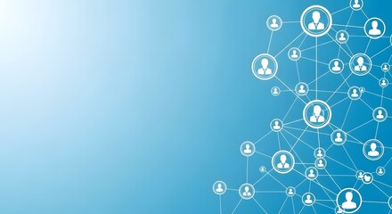 Social network connection concept with people icons on blue background for business and technology