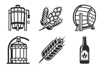 Vintage Brewery Icons and Symbols Collection.