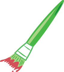 Green paintbrush with red paint dripping vector