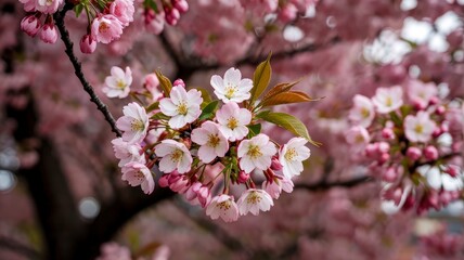 Delicate Pink Cherry Blossoms in Full Bloom