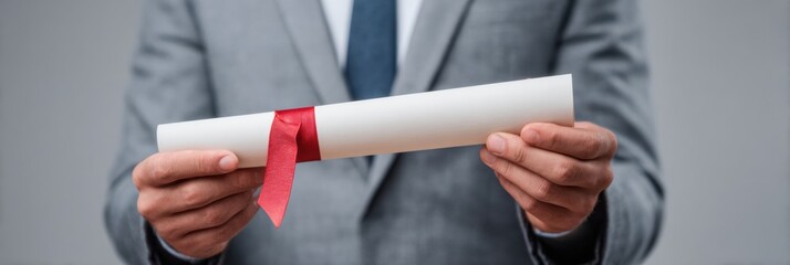 Man Holds Fake Diploma Linked to Job Scam in Office Environment