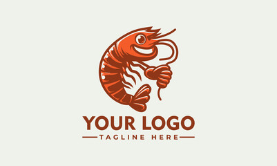 A cartoon shrimp mascot smiling and holding its claws, ready to greet.