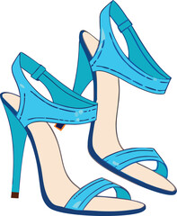 Blue high heel sandals with straps shoes heels