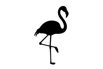 Elegant Flamingo Standing on One Leg bird silhouette