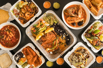 Mexican food flat lay composition