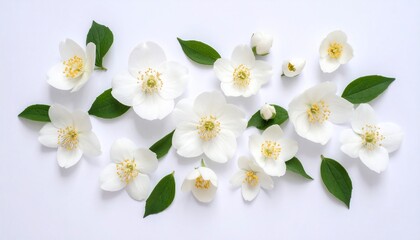 Obraz premium Jasmine Flowers: A Delicate Arrangement of White Blossoms