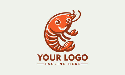 A cartoon shrimp mascot smiling and holding its claws, ready to greet.