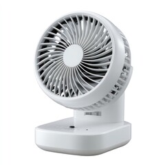 Compact Mini Solar Fan with Adjustable Tilt and White Housing on Clean White Background

