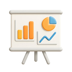 3D Presentation Board with Graph Icon