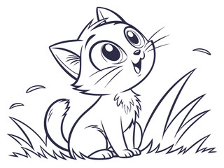 cute cat line art vector illustration