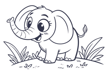 cute elephant line art vector illustration