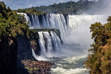 Fototapeta premium The Iguazu Waterfalls between Argentina and Brazil