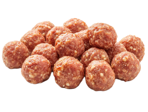 Raw ground meatballs ready for cooking isolated on white background