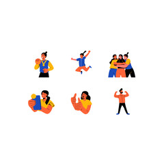 Fototapeta premium Collection of people showing success, celebration and positivity