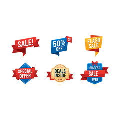 Collection of Sale and Discount Labels for Retail and Marketing