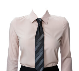 Businesswoman Attire with Necktie for ID Passport Photo Template Mockup Isolated on Transparent Background PNG
