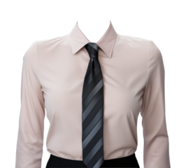 Businesswoman Attire with Necktie for ID Passport Photo Template Mockup Isolated on Transparent Background PNG
