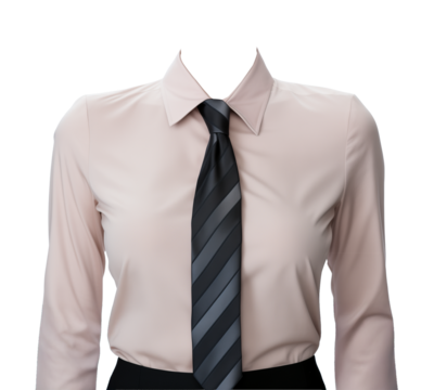 Businesswoman Attire with Necktie for ID Passport Photo Template Mockup Isolated on Transparent Background PNG
