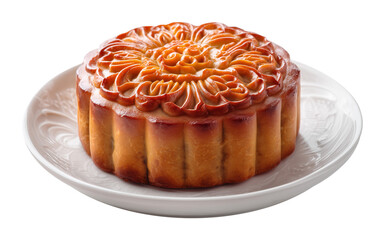Large Mooncake for Mid Autumn Festival Isolated on Transparent Background PNG
