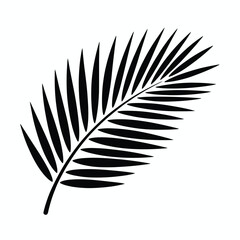 Fototapeta premium Black Palm Leaf Silhouette on White Background vector